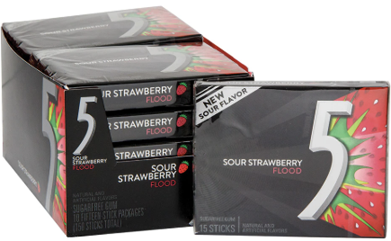 Wrigley 5 Gum Flood Strawberry 10/15Stick
