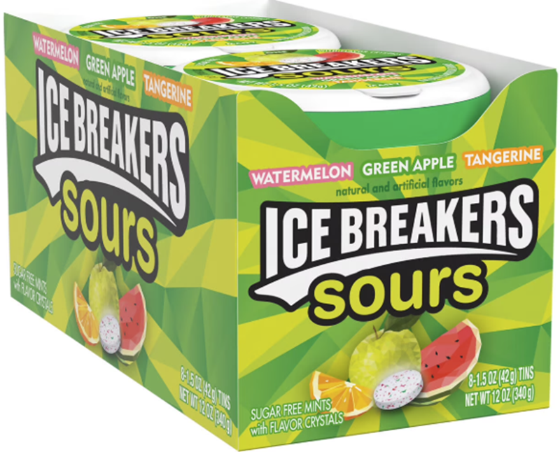 Ice Breakers Sours Watermln Grn Apple Tang 8Ct