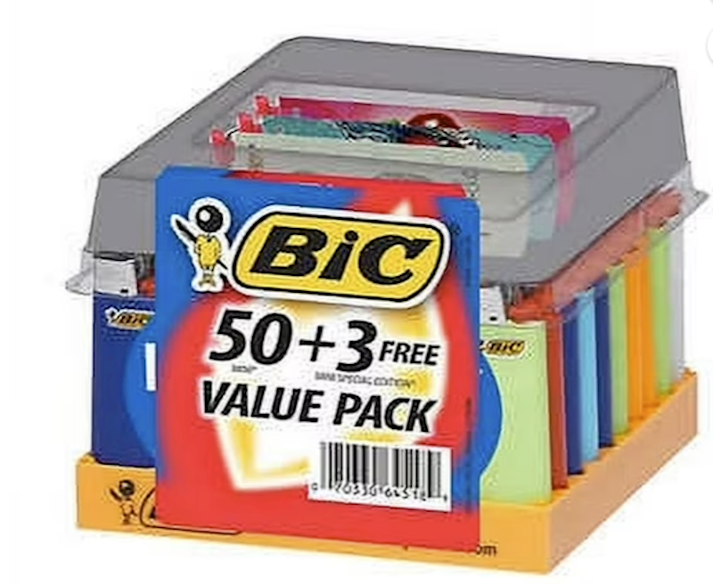 Bic Pocket Lighters Assrt Colors 50Pk Tray
