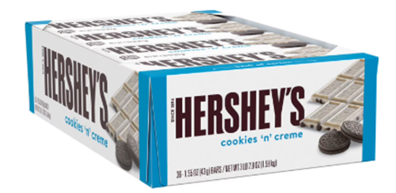 Hershey Bar Chocolate Cookie & Cream 1.5Oz 36Ct