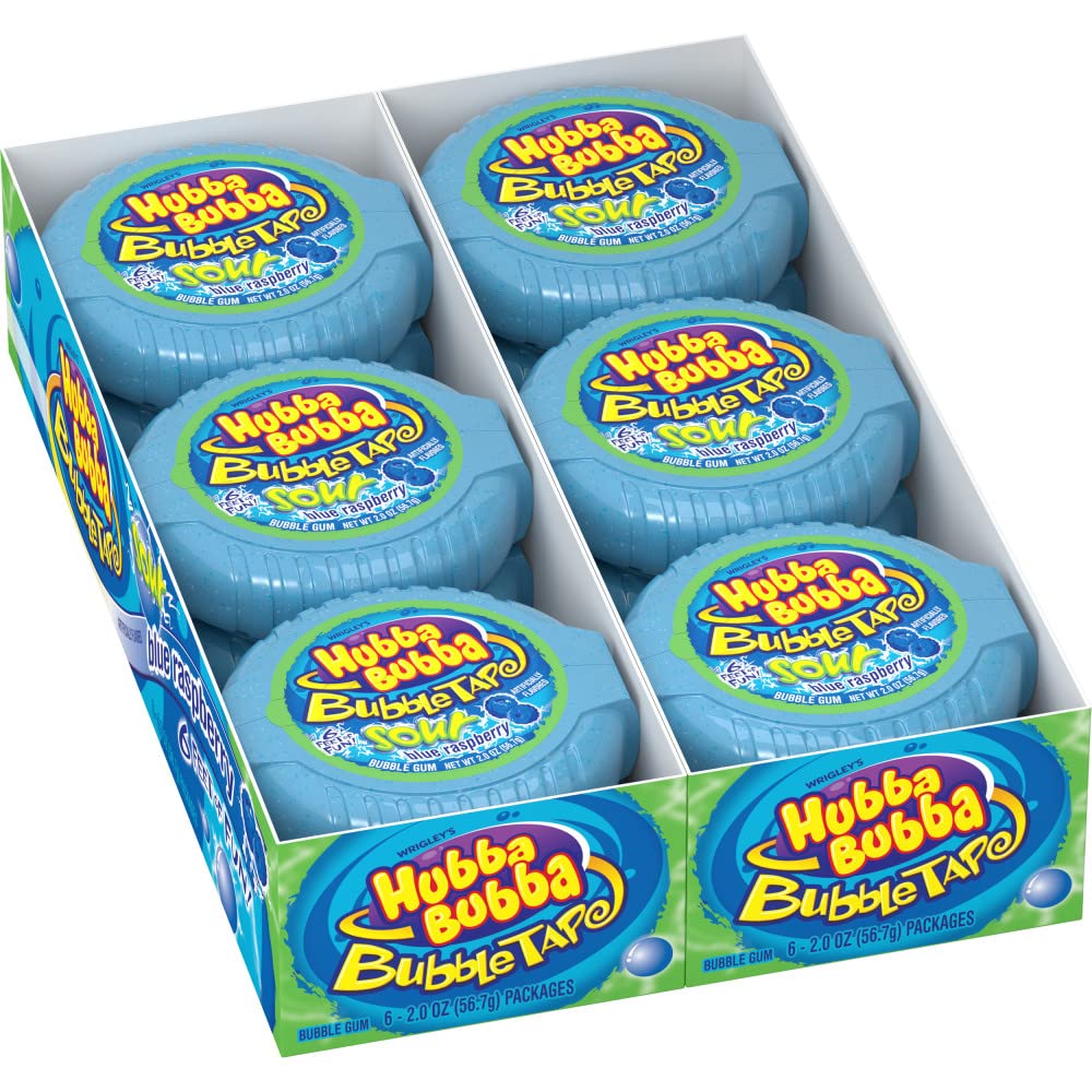 Hubba Bubba Bubble Tape Sour Blue Raspberry 12Pk