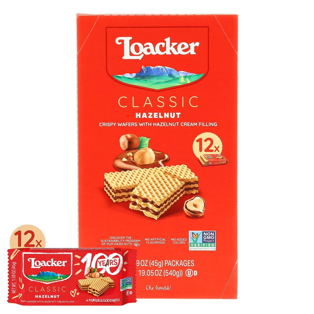 Loacker Wafer Hazelnut 1.59Oz 12Pk